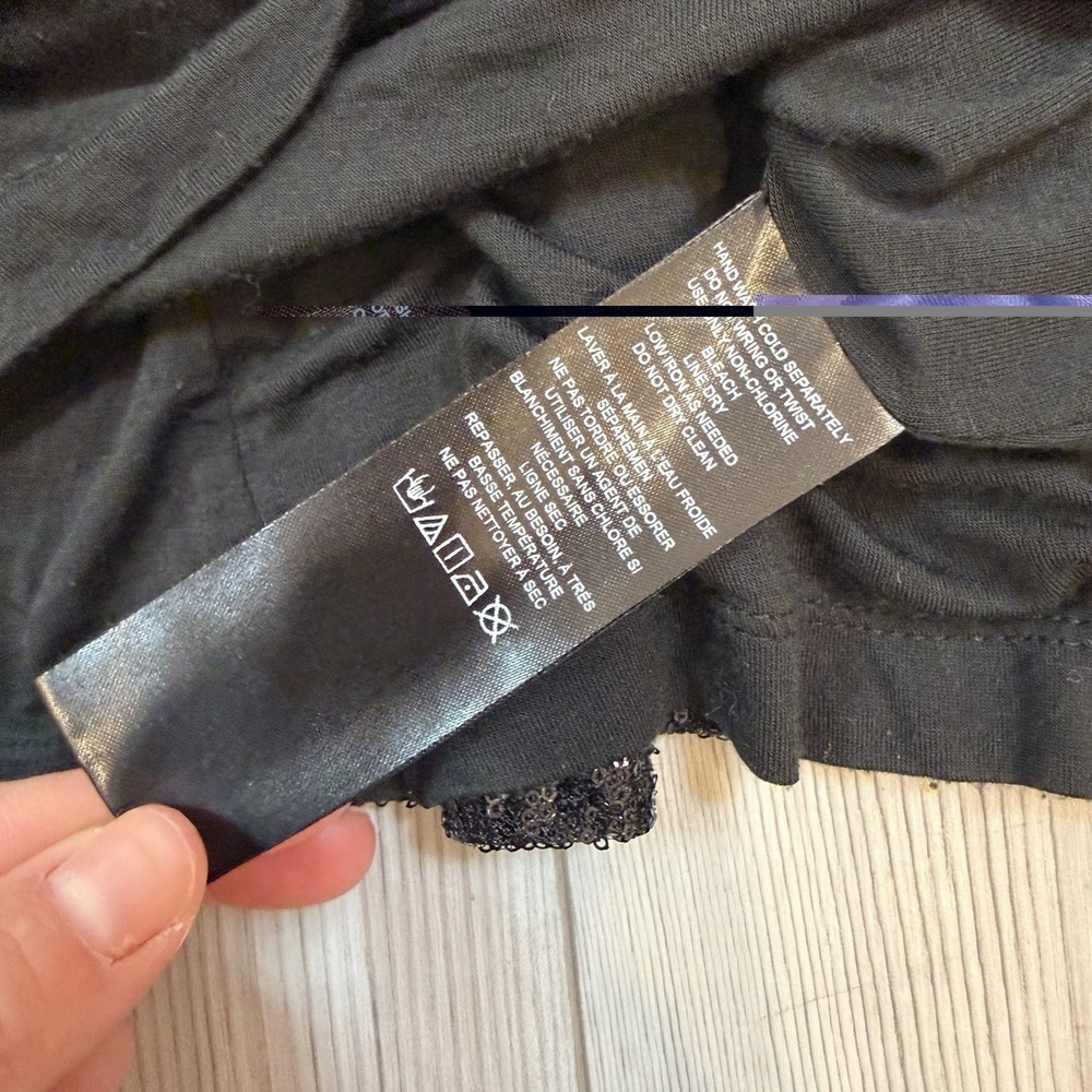 Anthropologie Small Black Sequined V-Neck Slip Dress Adjustable Straps - Picture 7 of 15